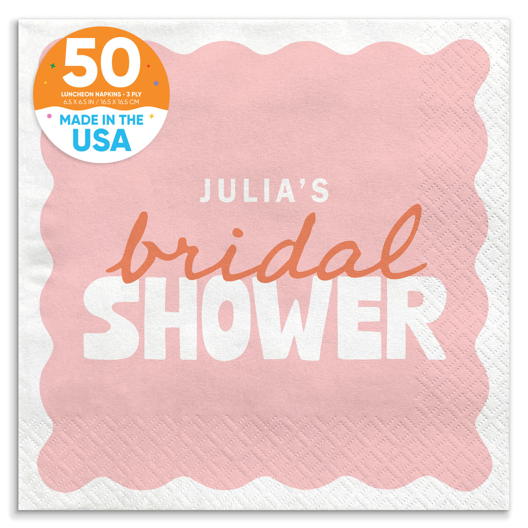 Pink and orange bridal shower luncheon napkins 50 Count