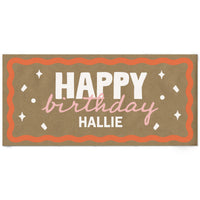 Pink and orange custom birthday kraft banner main image
