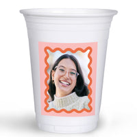 Pink and orange wavy custom party cups set main image 