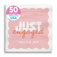 Pink and Orange Custom engagement party beverage napkins 50 Count