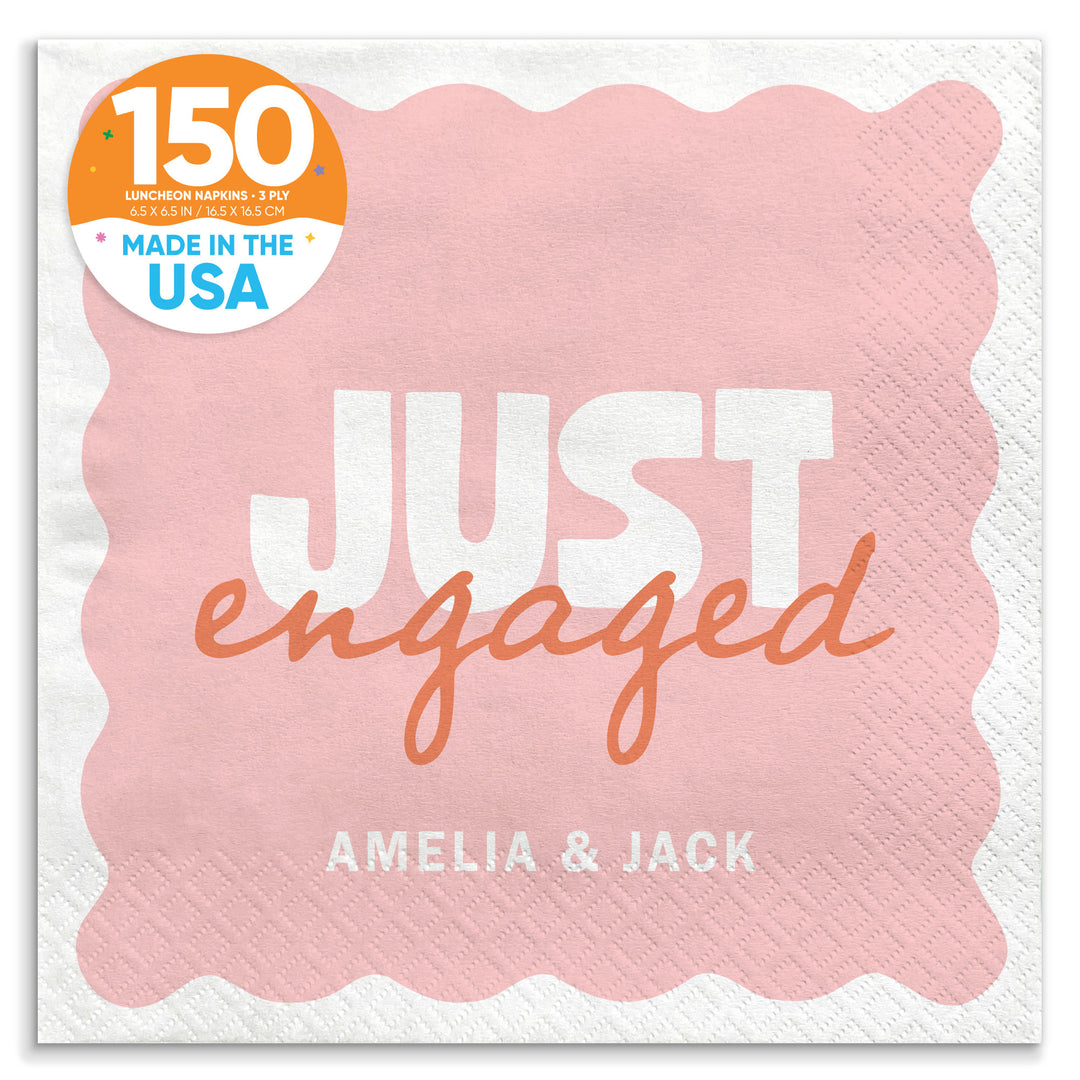 Pink and Orange Custom engagement party luncheon napkins 150 Count