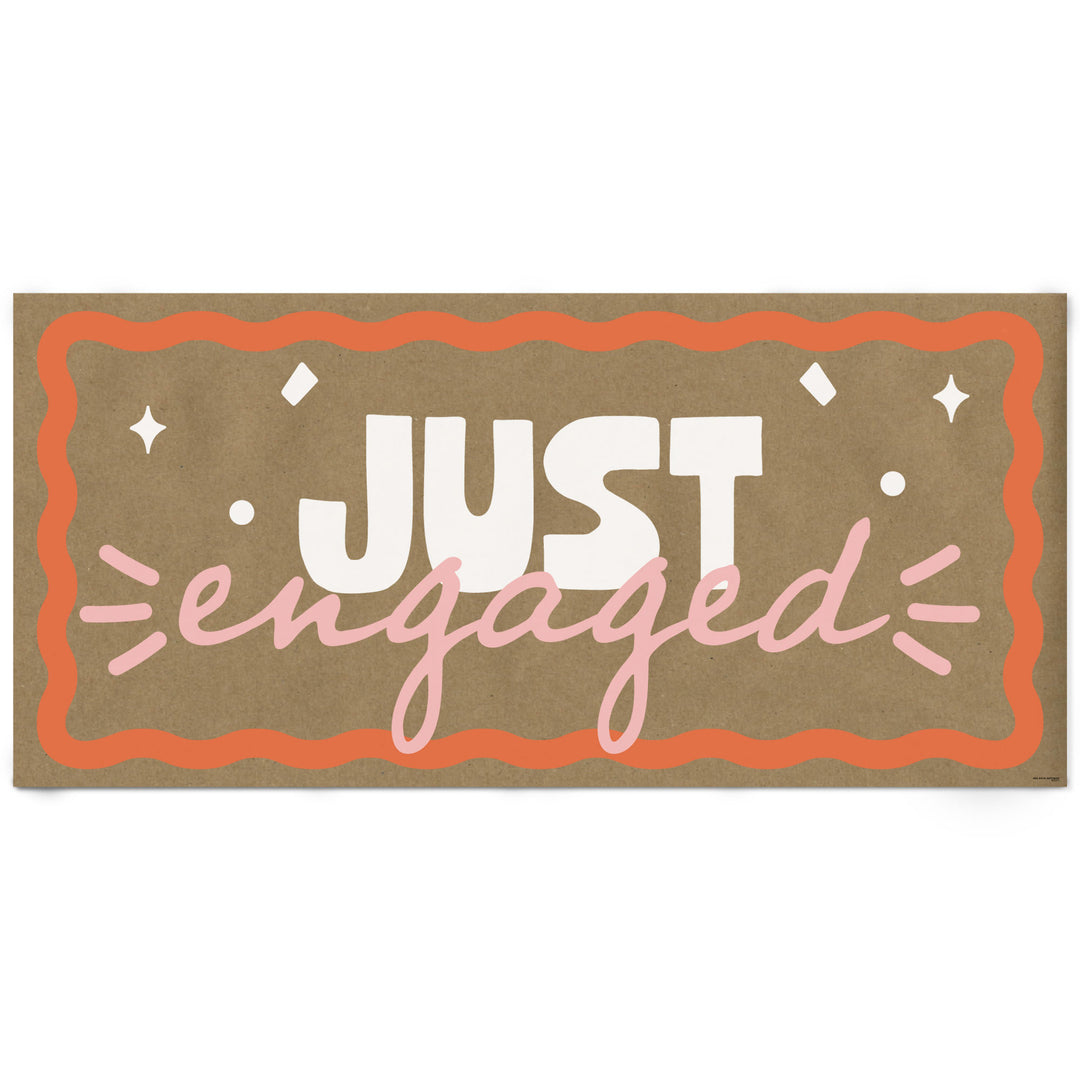 Pink and orange just engaged kraft banner main image 