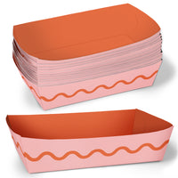 Pink and orange wavy paper food trays set main image 