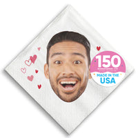 Custom Face Napkins - Pink & Red Hearts