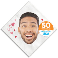 Custom Face Napkins - Pink & Red Hearts