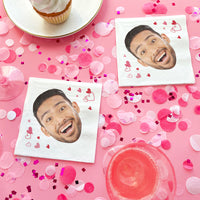 Custom Face Napkins - Pink & Red Hearts