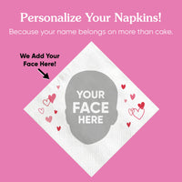 Custom Face Napkins - Pink & Red Hearts