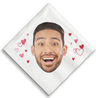 Custom Face Napkins - Pink & Red Hearts