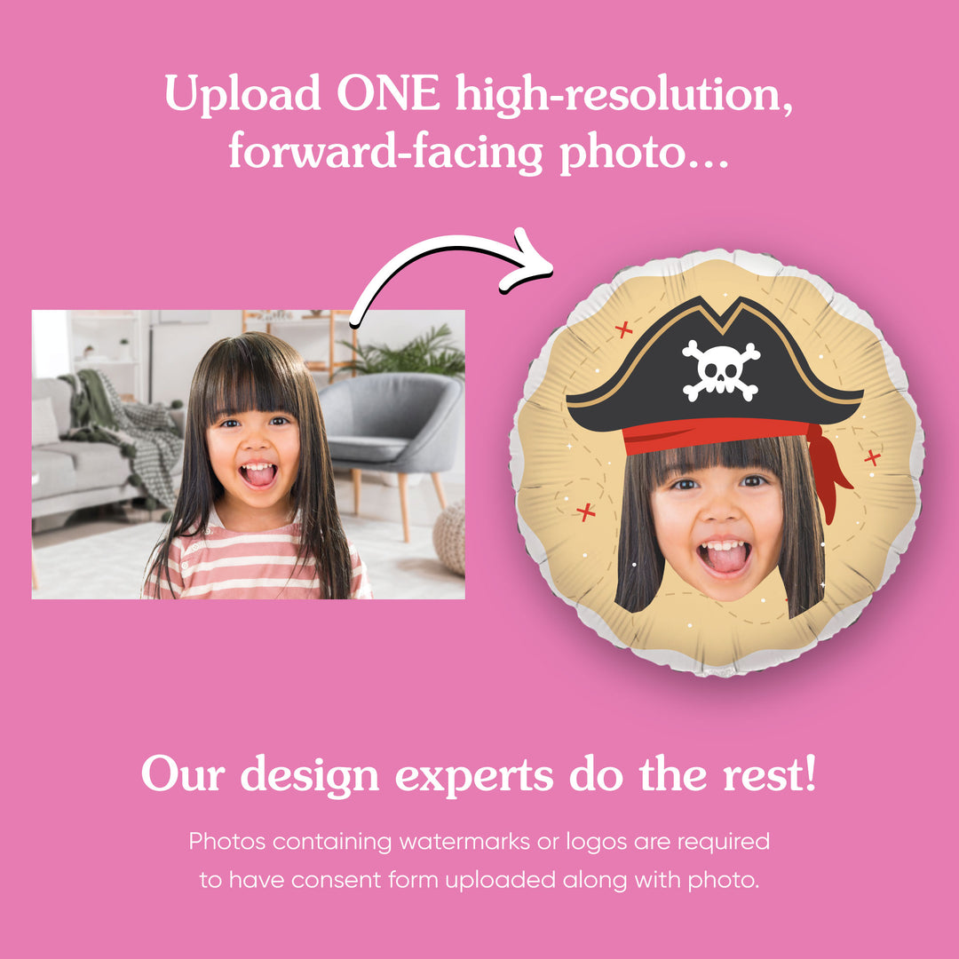 Custom Face Balloon - Pirate - Double Sided - 1 Ct