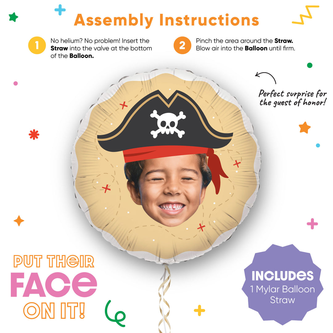 Custom Face Balloon - Pirate - Double Sided - 1 Ct