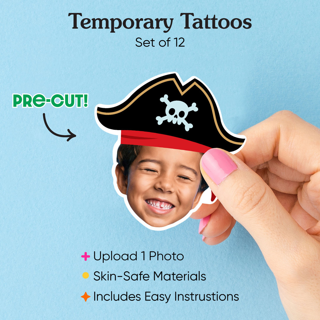 Custom Pirate Temporary Tattoos - 12 Ct