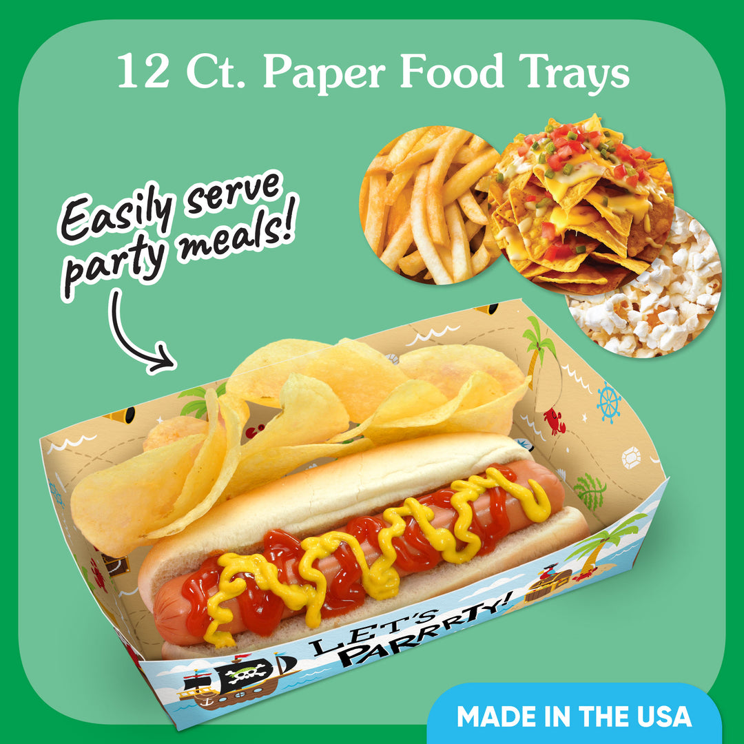 Pirate Party Paper Food Trays - 12 Ct