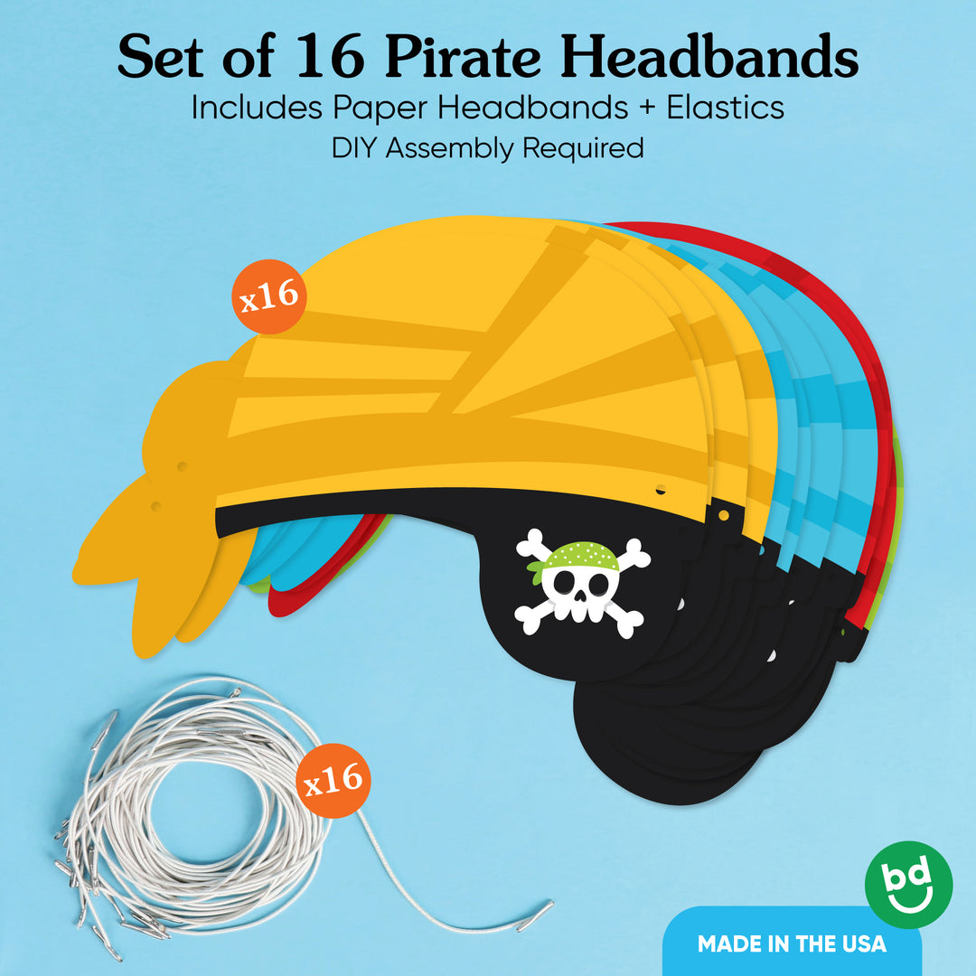 Pirate Paper Headbands - 16 Ct