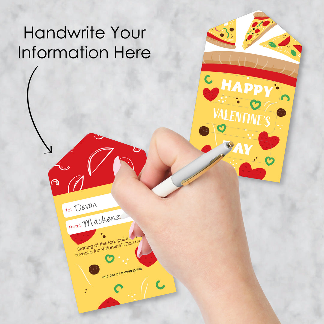Pizza Party Time - Cards for Kids - Happy Valentine’s Day Pull Tabs - Set of 12