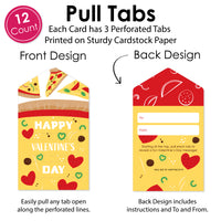 Pizza Party Time - Cards for Kids - Happy Valentine’s Day Pull Tabs - Set of 12