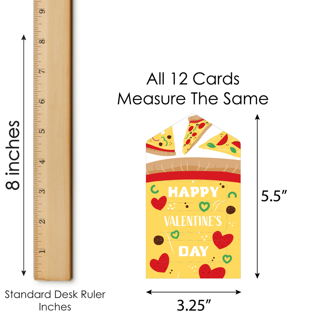 Pizza Party Time - Cards for Kids - Happy Valentine’s Day Pull Tabs - Set of 12