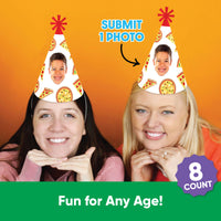 Custom Pizza Party Cone Hats - 8 Ct