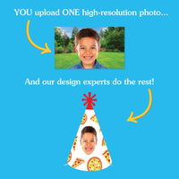 Custom Pizza Party Cone Hats - 8 Ct