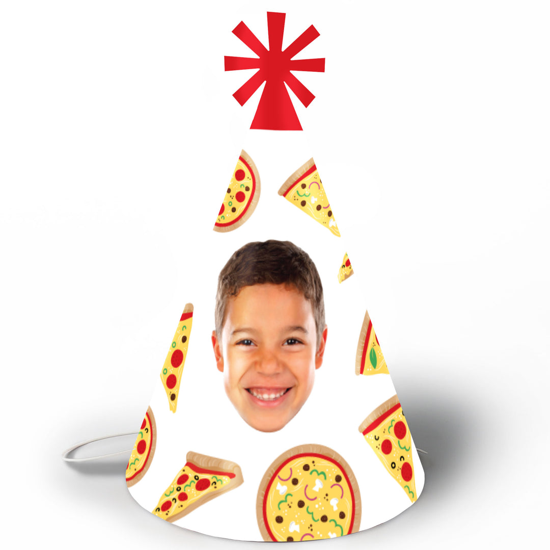 Custom Pizza Party Cone Hats - 8 Ct