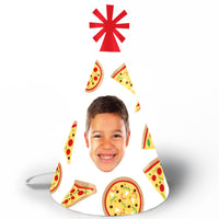 Custom Pizza Party Cone Hats - 8 Ct