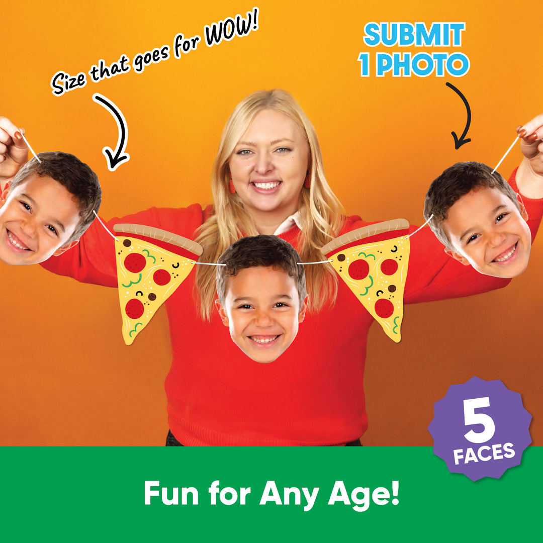 Custom Face Garland Banner - Pizza Party