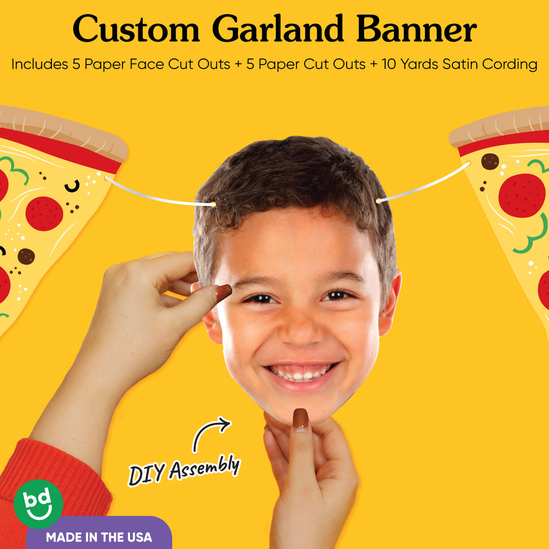 Custom Face Garland Banner - Pizza Party