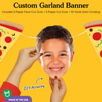 Custom Face Garland Banner - Pizza Party