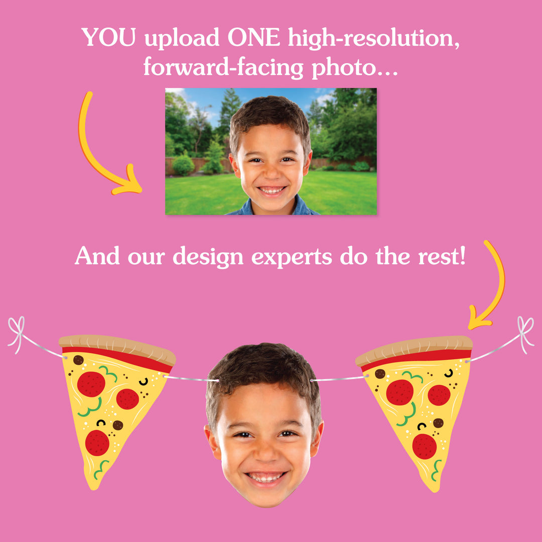 Custom Face Garland Banner - Pizza Party