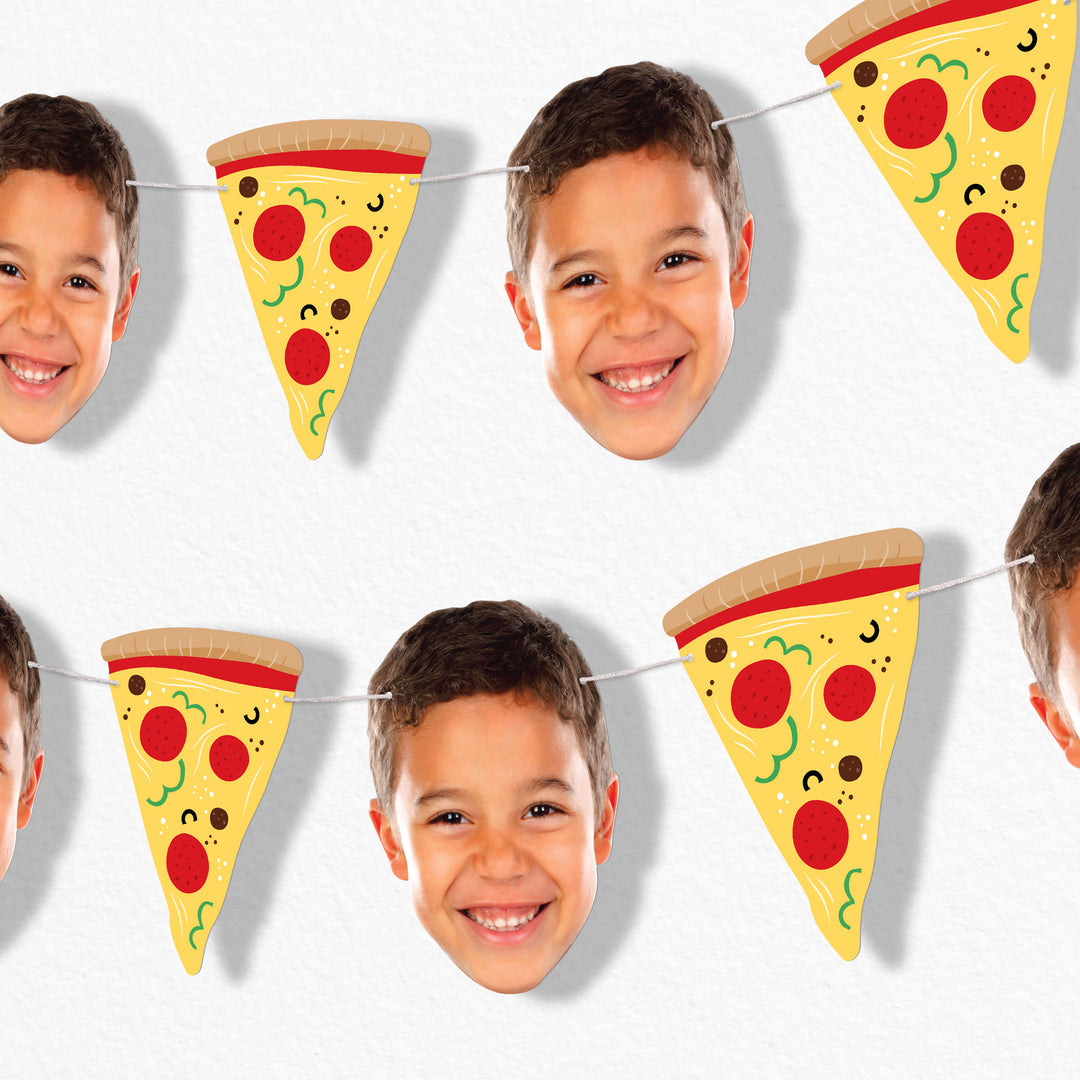 Custom Face Garland Banner - Pizza Party