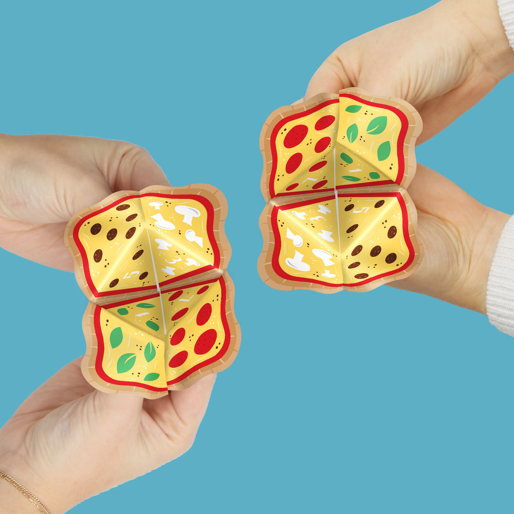 Pizza Party Time - Baby Shower or Birthday Party Cootie Catcher Game - Jokes and Dares Fortune Tellers - Set of 12