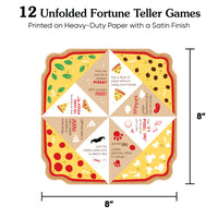 Pizza Party Time - Baby Shower or Birthday Party Cootie Catcher Game - Jokes and Dares Fortune Tellers - Set of 12