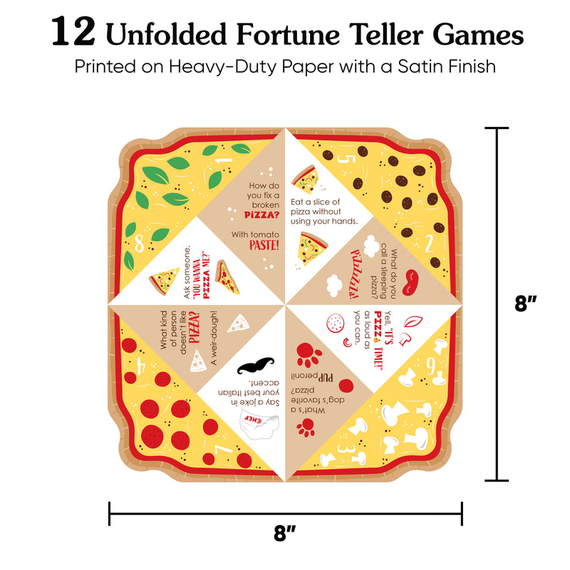 Pizza Party Time - Baby Shower or Birthday Party Cootie Catcher Game - Jokes and Dares Fortune Tellers - Set of 12