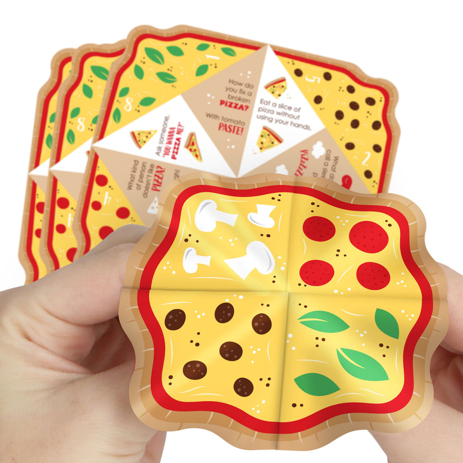 Pizza Party Time - Baby Shower or Birthday Party Cootie Catcher Game - Jokes and Dares Fortune Tellers - Set of 12