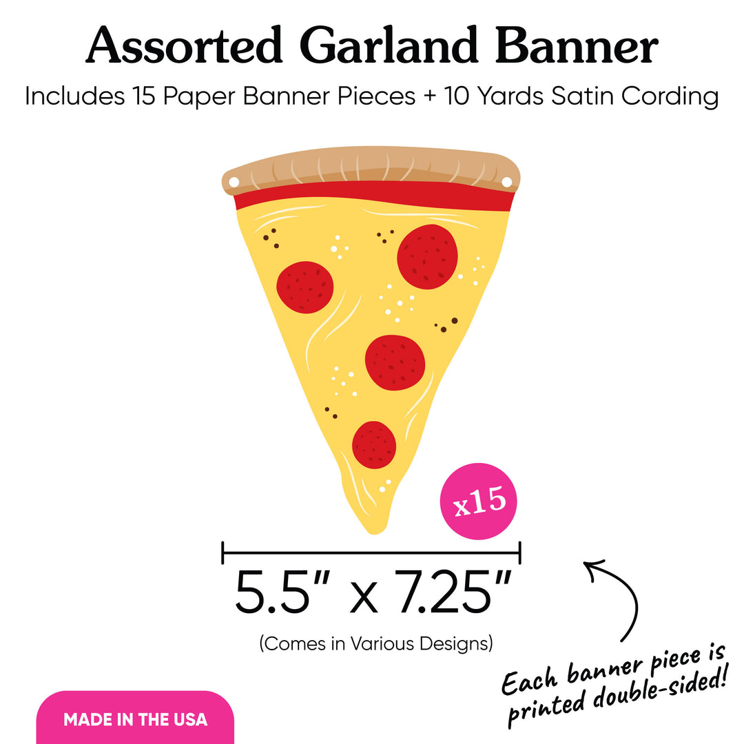 Pizza Party Garland Banner - 15 Pc