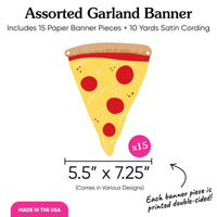 Pizza Party Garland Banner - 15 Pc
