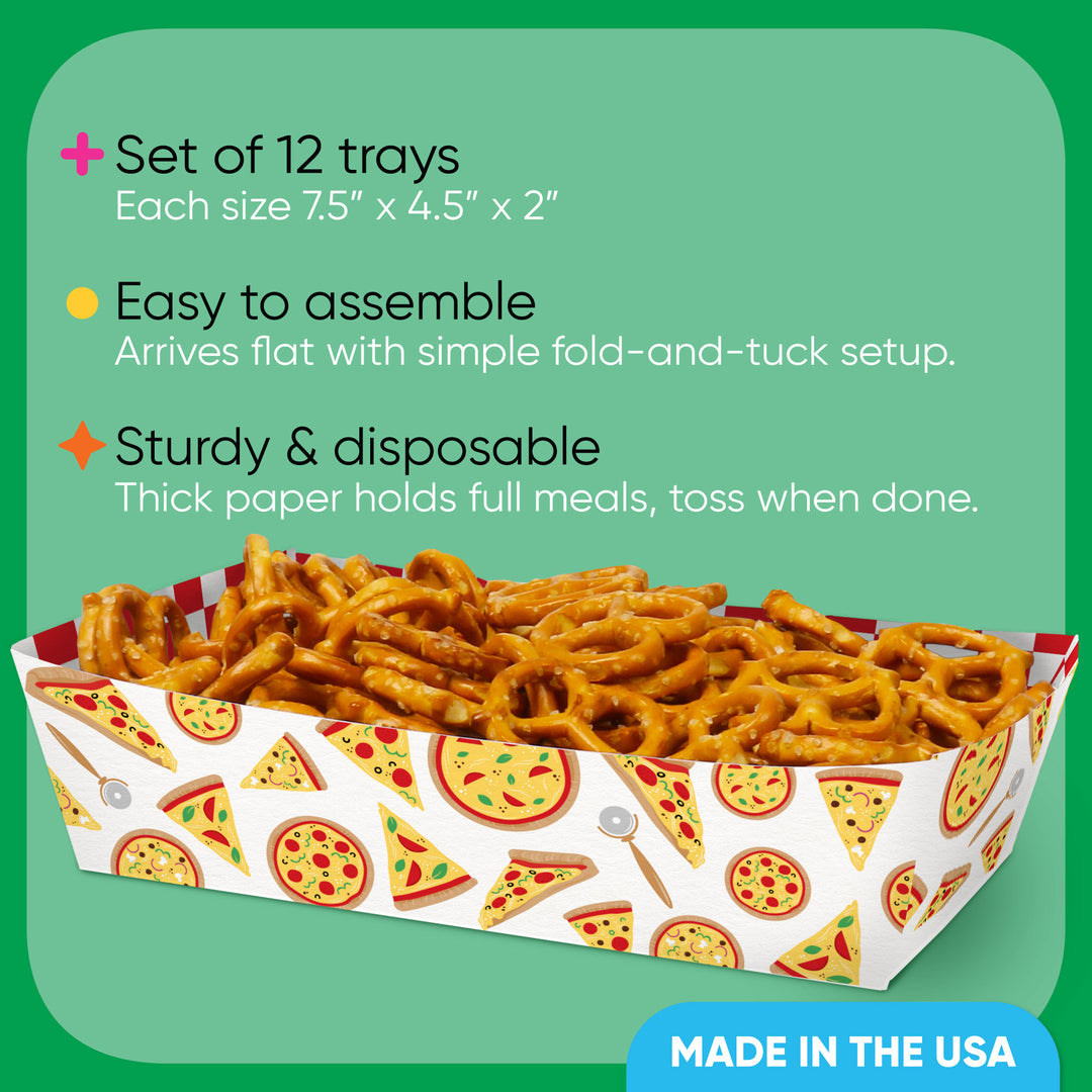 Pizza Party Paper Food Trays - 12 Ct