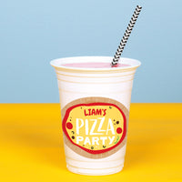 Custom Text Party Cups - Pizza Party - 16 Ct