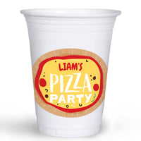 Custom Text Party Cups - Pizza Party - 16 Ct