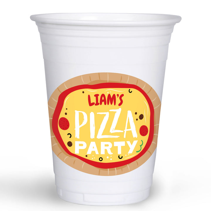 Custom Text Party Cups - Pizza Party - 16 Ct