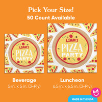 Custom Text Napkins - Pizza Party - 50 Ct