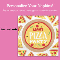 Custom Text Napkins - Pizza Party - 50 Ct