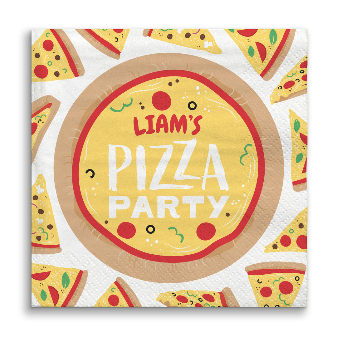Custom Text Napkins - Pizza Party - 50 Ct