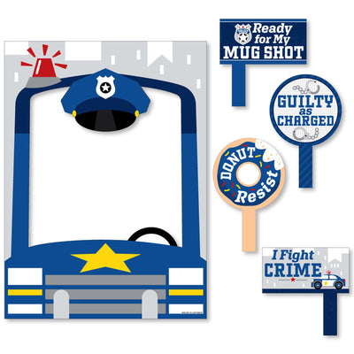 Calling All Units - Police - Cop Birthday Party or Baby Shower Photo Booth Picture Frame and Props - Printed on Sturdy Material