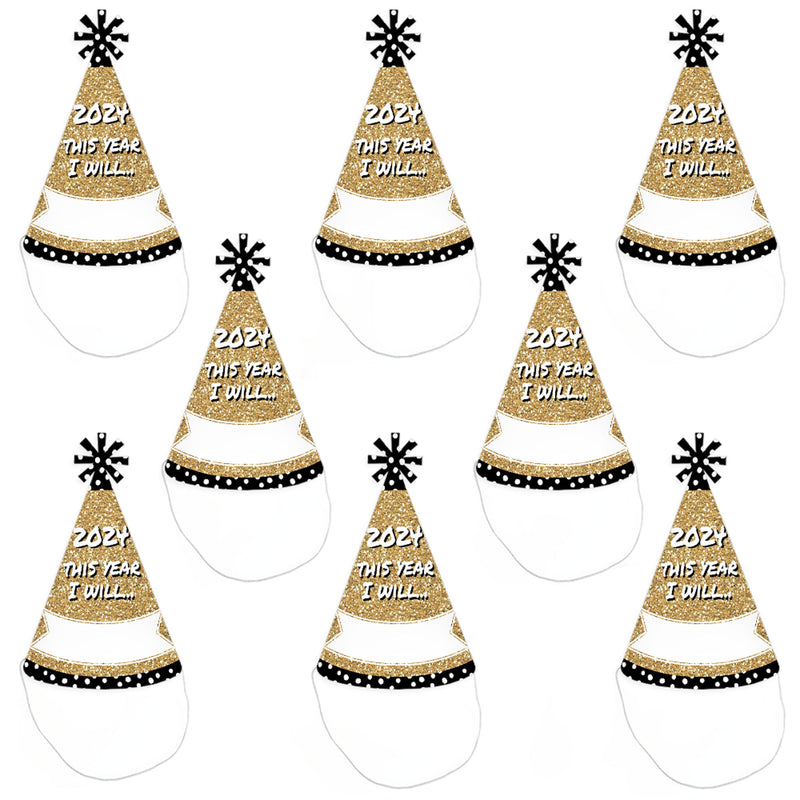 Pop, Fizz, Clink! - Cone Party Hats - 2024 New Year&
