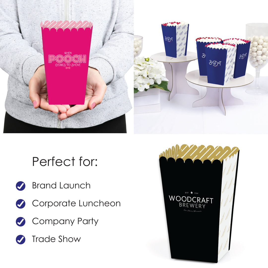 Custom Logo Popcorn Boxes - Personalized Branded Business Party Favors - Set of 12