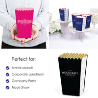 Custom Logo Popcorn Boxes - Personalized Branded Business Party Favors - Set of 12