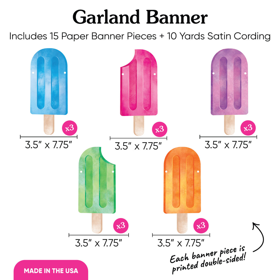 Popsicle Garland Banner - 15 Pc