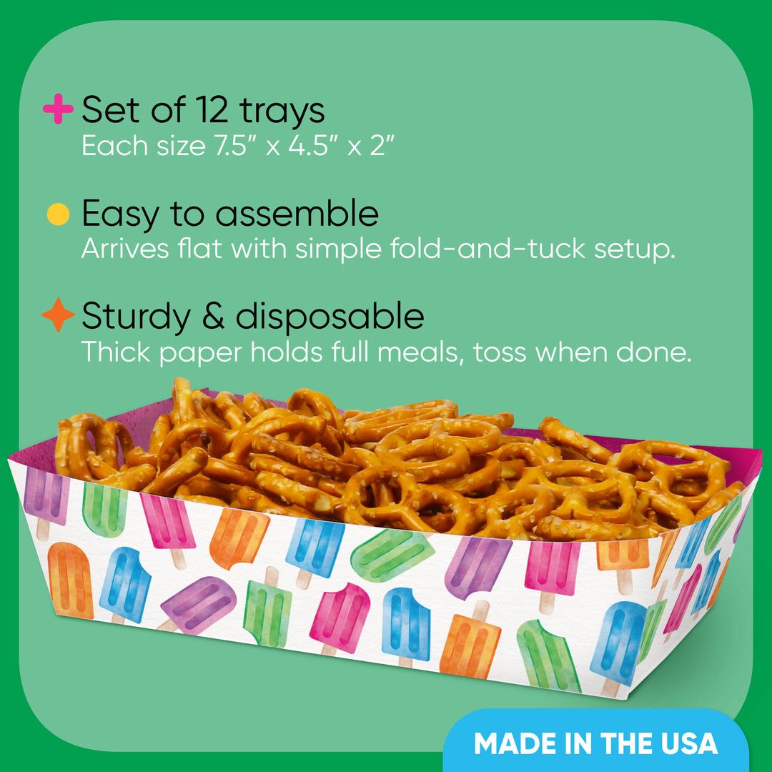 Popsicle Paper Food Trays - 12 Ct
