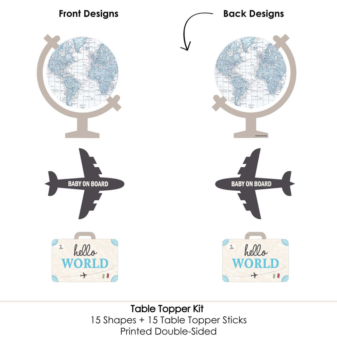 Precious Cargo - Blue - Boy Baby Shower Centerpiece Sticks - Table Toppers - Set of 15
