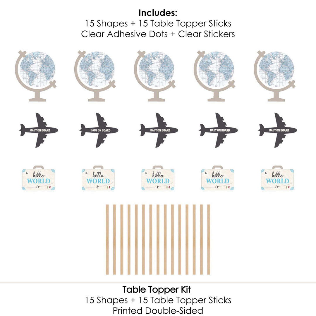 Precious Cargo - Blue - Boy Baby Shower Centerpiece Sticks - Table Toppers - Set of 15
